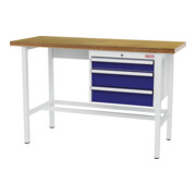 STIER Banco da lavoro con 1 cassetto da 100 mm, 2 cassetti da 150 mm largh.xprof.xalt. 1500x600x960 mm RAL 7035 / RAL 5010