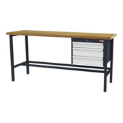STIER Banco da lavoro con 1 cassetto da 100 mm, 2 cassetti da 150 mm largh.xprof.xalt. 2000x600x960 mm RAL 7016 / RAL 7035