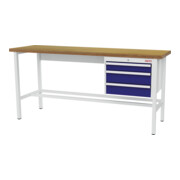 STIER Banco da lavoro con 1 cassetto da 100 mm, 2 cassetti da 150 mm largh.xprof.xalt. 2000x600x960 mm RAL 7035 / RAL 5010