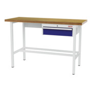 STIER Banco da lavoro con 1 cassetto da 150 mm largh.xprof.xalt. 1500x600x960 mm RAL 3020 / RAL 7016