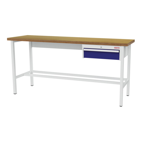 STIER Banco da lavoro con 1 cassetto da 150 mm largh.xprof.xalt. 2000x600x960 mm RAL 7035 / RAL 5010