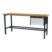 STIER Banco da lavoro con 1 cassetto da 50 mm, 1 cassetto da 100 mm, 1 cassetto da 150 mm largh.xprof.xalt. 2000x600x960 mm RAL 7016 / RAL 7035