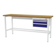 STIER Banco da lavoro con 1 cassetto da 50 mm, 1 cassetto da 100 mm, 1 cassetto da 150 mm largh.xprof.xalt. 2000x600x960 mm RAL 7035 / RAL 5010