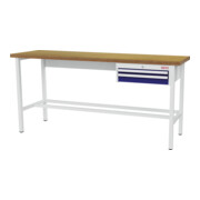 STIER Banco da lavoro con 1 cassetto da 50 mm, 1 cassetto da 100 mm largh.xprof.xalt. 2000x600x960 mm RAL 3020 / RAL 7016
