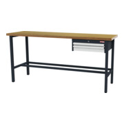 STIER Banco da lavoro con 1 cassetto da 50 mm, 1 cassetto da 100 mm largh.xprof.xalt. 2000x600x960 mm RAL 7016 / RAL 7035