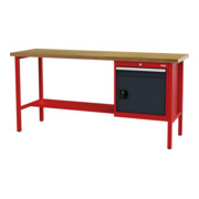 STIER Banco da lavoro con 1 cassetto e 1 sportello largh.xprof.xalt. 2000x600x960 mm RAL 3020 / RAL 7016