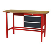 STIER Banco da lavoro con 2 cassetti da 200 mm largh.xprof.xalt. 1500x600x960 mm RAL 3020 / RAL 7016