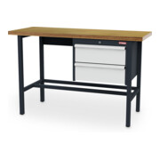 STIER Banco da lavoro con 2 cassetti da 200 mm largh.xprof.xalt. 1500x600x960 mm RAL 7016 / RAL 7035