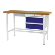 STIER Banco da lavoro con 2 cassetti da 200 mm largh.xprof.xalt. 1500x600x960 mm RAL 7035 / RAL 5010