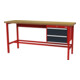 STIER Banco da lavoro con 2 cassetti da 200 mm largh.xprof.xalt. 2000x600x960 mm RAL 3020 / RAL 7016-1