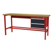 STIER Banco da lavoro con 2 cassetti da 200 mm largh.xprof.xalt. 2000x600x960 mm RAL 3020 / RAL 7016