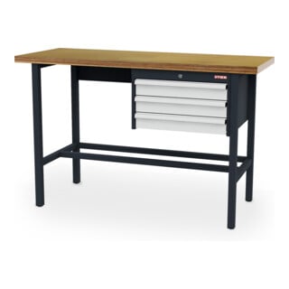 STIER Banco da lavoro con 3 cassetti da 100 mm largh.xprof.xalt. 1500x600x960 mm RAL 7016 / RAL 7035