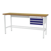 STIER Banco da lavoro con 3 cassetti da 100 mm largh.xprof.xalt. 2000x600x960 mm RAL 3020 / RAL 7016