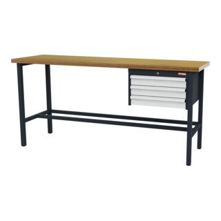 STIER Banco da lavoro con 3 cassetti da 100 mm largh.xprof.xalt. 2000x600x960 mm RAL 7016 / RAL 7035