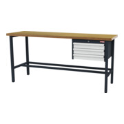 STIER Banco da lavoro con 3 cassetti da 100 mm largh.xprof.xalt. 2000x600x960 mm RAL 7016 / RAL 7035