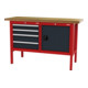 STIER Banco da lavoro con 4 cassetti e 1 sportello largh.xprof.xalt. 1500x600x960 mm RAL 3020 / RAL 7016-1