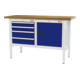 STIER Banco da lavoro con 4 cassetti e 1 sportello largh.xprof.xalt. 1500x600x960 mm RAL 7035 / RAL 5010-1