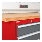 STIER Banco da lavoro con 4 cassetti largh.xprof.xalt. 1500x600x960 mm RAL 3020 / RAL 7016-5