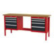 STIER Banco da lavoro con 8 cassetti largh.xprof.xalt. 2000x600x960 mm RAL 3020 / RAL 7016-1