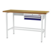 STIER Banco da lavoro con1 cassetto da 50 mm, 1 cassetto da 100 mm largh.xprof.xalt. 1500x600x960 mm RAL 3020 / RAL 7016