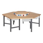 STIER Banco da lavoro di gruppo con 6x1 cassetto e blocco portaprese largh.xprof.xalt. 2700x2340x790-1140 mm