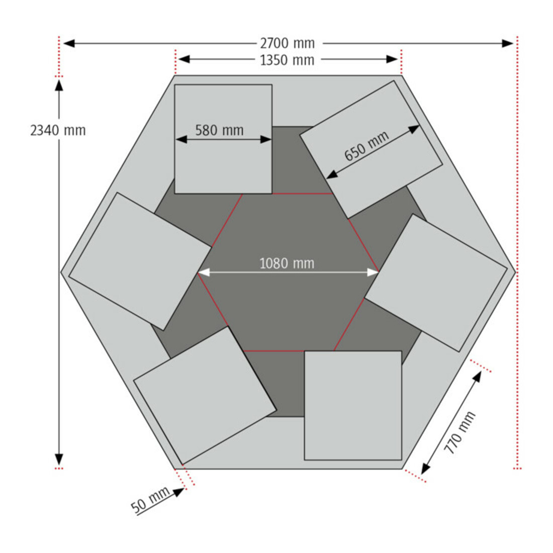 STIER Banco da lavoro di gruppo con 6x1 cassetto e blocco portaprese largh.xprof.xalt. 2700x2340x790-1140 mm