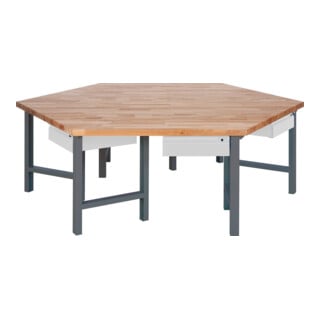 STIER Banco da lavoro di gruppo con 6x1 cassetto largh.xprof.xalt. 2700x2340x790-1140 mm