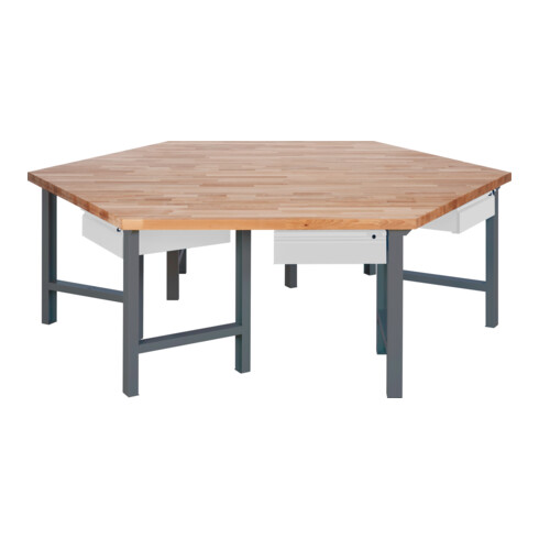 STIER Banco da lavoro di gruppo con 6x1 cassetto largh.xprof.xalt. 2700x2340x790-1140 mm