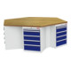 STIER Banco da lavoro esagonale largh.xprof.xalt. 2500x2165x860 mm grigio luce/blu genziana-1