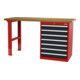 STIER Banco da lavoro in serie largh.xprof.xalt. 1500x600x860 mm con 1 corpo armadio di larghezza 600 mm RAL 3020 / RAL 7016-1