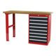 STIER Banco da lavoro in serie largh.xprof.xalt. 1500x600x960 mm con 1 corpo armadio di larghezza 600 mm RAL 3020 / RAL 7016-1