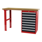 STIER Banco da lavoro in serie largh.xprof.xalt. 1500x600x960 mm con 1 corpo armadio di larghezza 600 mm RAL 3020 / RAL 7016