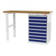 STIER Banco da lavoro in serie largh.xprof.xalt. 1500x600x960 mm con 1 corpo armadio di larghezza 600 mm RAL 7035 / RAL 5010-1