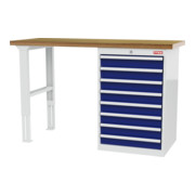 STIER Banco da lavoro in serie largh.xprof.xalt. 1500x600x960 mm con 1 corpo armadio di larghezza 600 mm RAL 7035 / RAL 5010