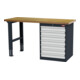 STIER Banco da lavoro largh.xprof.alt. 1500x600x860 mm con 1 corpo armadio di larghezza 600 mm RAL 7016 / RAL 7035-1