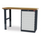 STIER Banco da lavoro largh.xprof.alt. 1500x600x960 mm con 1 corpo armadio di larghezza 600 mm RAL 7016 / RAL 7035-1