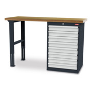 STIER Banco da lavoro largh.xprof.alt. 1500x600x960 mm con 1 corpo armadio di larghezza 600 mm RAL 7016 / RAL 7035