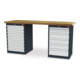STIER Banco da lavoro largh.xprof.xalt. 2000x600x860 mm con 2 corpi armadio di larghezza 600 mm RAL 7016 / RAL 7035