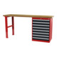 STIER Banco da lavoro largh.xprof.xalt. 2000x600x960 mm con 1 corpo armadio di larghezza 700 mm RAL 3020 / RAL 7016