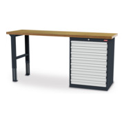 STIER Banco da lavoro largh.xprof.xalt. 2000x600x960 mm con 1 corpo armadio di larghezza 700 mm RAL 7016 / RAL 7035