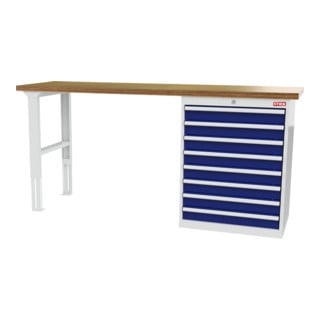 STIER Banco da lavoro in serie 1 corpo armadio grigio chiaro/blu genziana