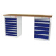 STIER Banco da lavoro largh.xprof.xalt. 2000x600x960 mm con 2 corpi armadio di larghezza 600 mm RAL 7035 / RAL 5010