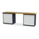 STIER Banco da lavoro largh.xprof.xalt. 2500x600x860 mm con 2 corpi armadio di larghezza 900 mm RAL 7016 / RAL 7035