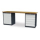 STIER Banco da lavoro largh.xprof.xalt. 2500x600x960 mm con 2 corpi armadio di larghezza 700 mm RAL 7016 / RAL 7035
