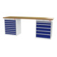 STIER Banco da lavoro largh.xprof.xalt. 2500x600x960 mm con 2 corpi armadio di larghezza 700 mm RAL 7035 / RAL 5010