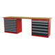 STIER Banco da lavoro largh.xprof.xalt. 2500x600x960 mm con 2 corpi armadio di larghezza 900 mm RAL 3020 / RAL 7016-1