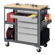 STIER Banco da lavoro mobile con 6 cassetti e 2 ripiani largh.xprof.xalt. 960x450x950 mm-5