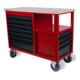 STIER Banco da lavoro mobile Open Space, 11 cassetti, rosso/grigio-2