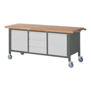 STIER Banco da lavoro mobile Premium con 3 cassetti e 2 ante battenti largh.xprof.xalt. 2000x700x880 mm