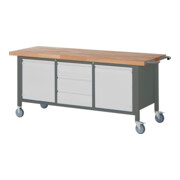 STIER Banco da lavoro mobile Premium con 3 cassetti e 2 ante battenti largh.xprof.xalt. 2000x700x880 mm